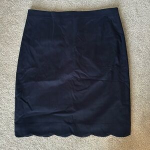 J crew navy blue scalloped pencil skirt size 12